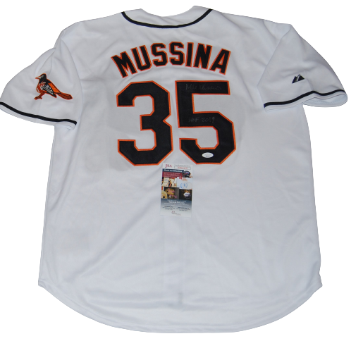 MIKE MUSSINA signed (BALTIMORE ORIOLES) White Stitched custom jersey JSA 