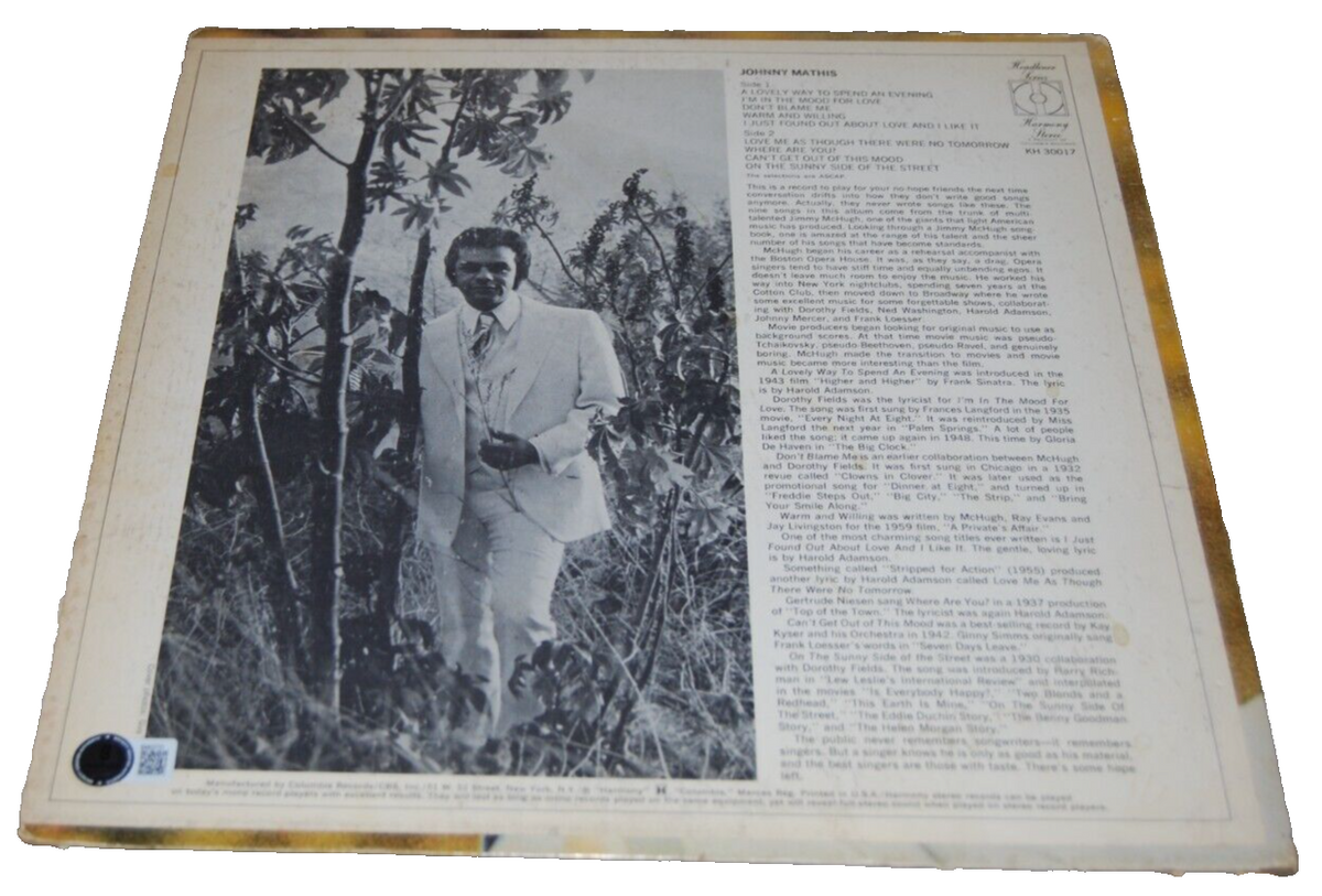 JOHNNY MATHIS signed A LOVELY WAY Vinyl Album Record BECKETT BAS BM02721
