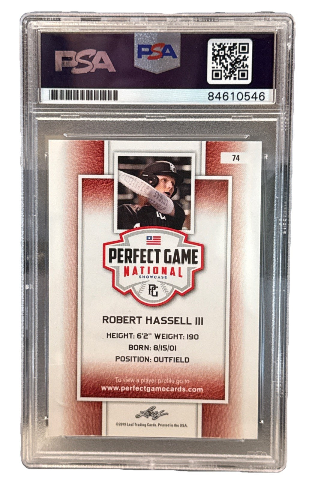 ROBERT HASSELL III signed (Washington Nationals) Perfect Game Card PSA 84610546