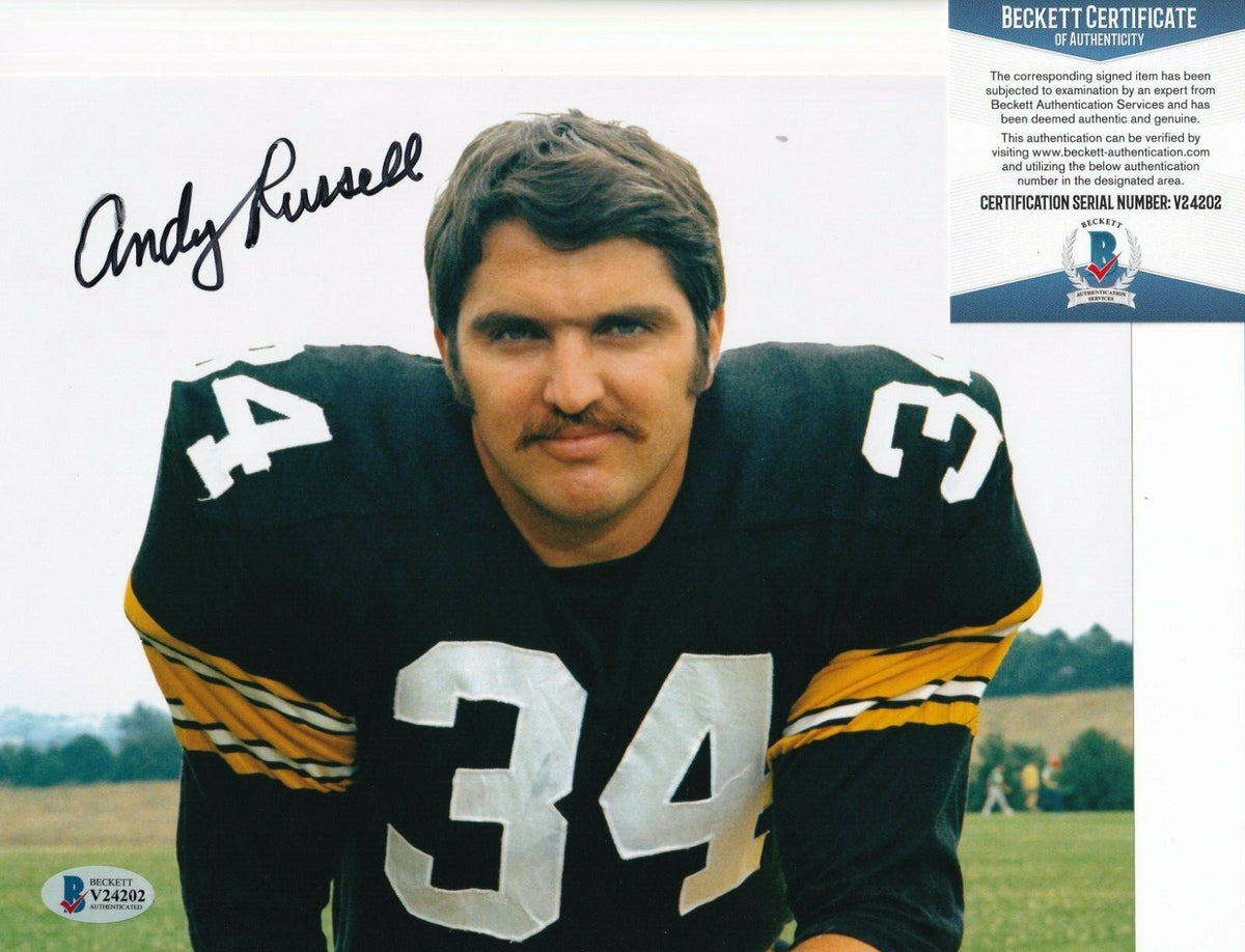 ANDY RUSSELL signed (PITTSBURGH STEELERS) Football 8X10 photo BECKETT V24202
