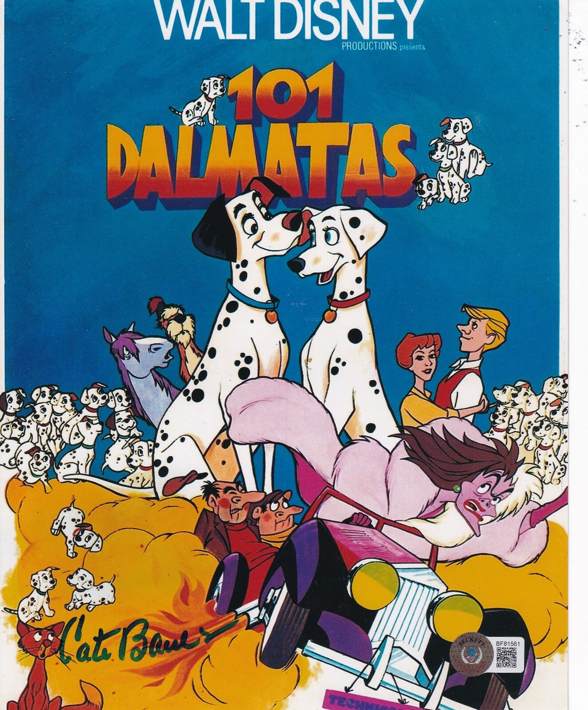 CATE BAUER signed (101 DALMATIONS) Disney movie 8X10 photo BECKETT BAS BF81561
