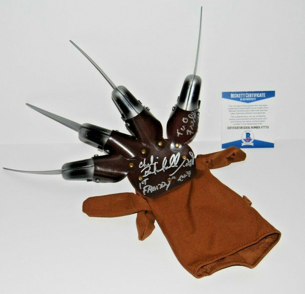 JIM DOYLE & CHARLES BELARDINELLI Signed (A NIGHTMARE ON ELM STREET) glove BAS #1
