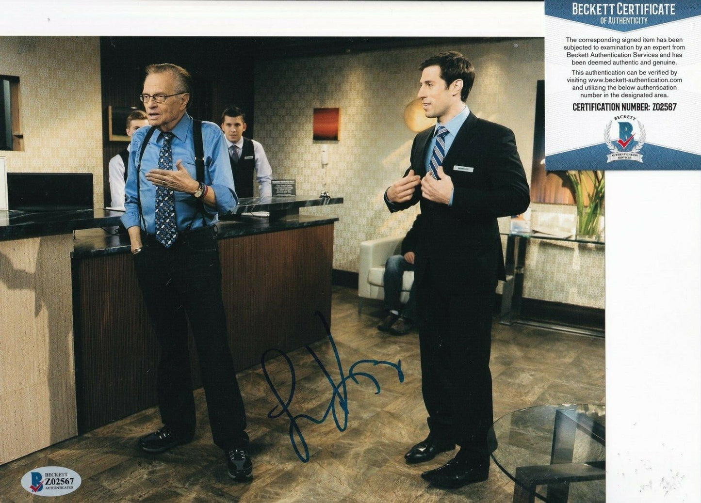 LARRY KING signed (TELEVISION HOST) CNN autograph 8X10 photo BECKETT BAS Z02567
