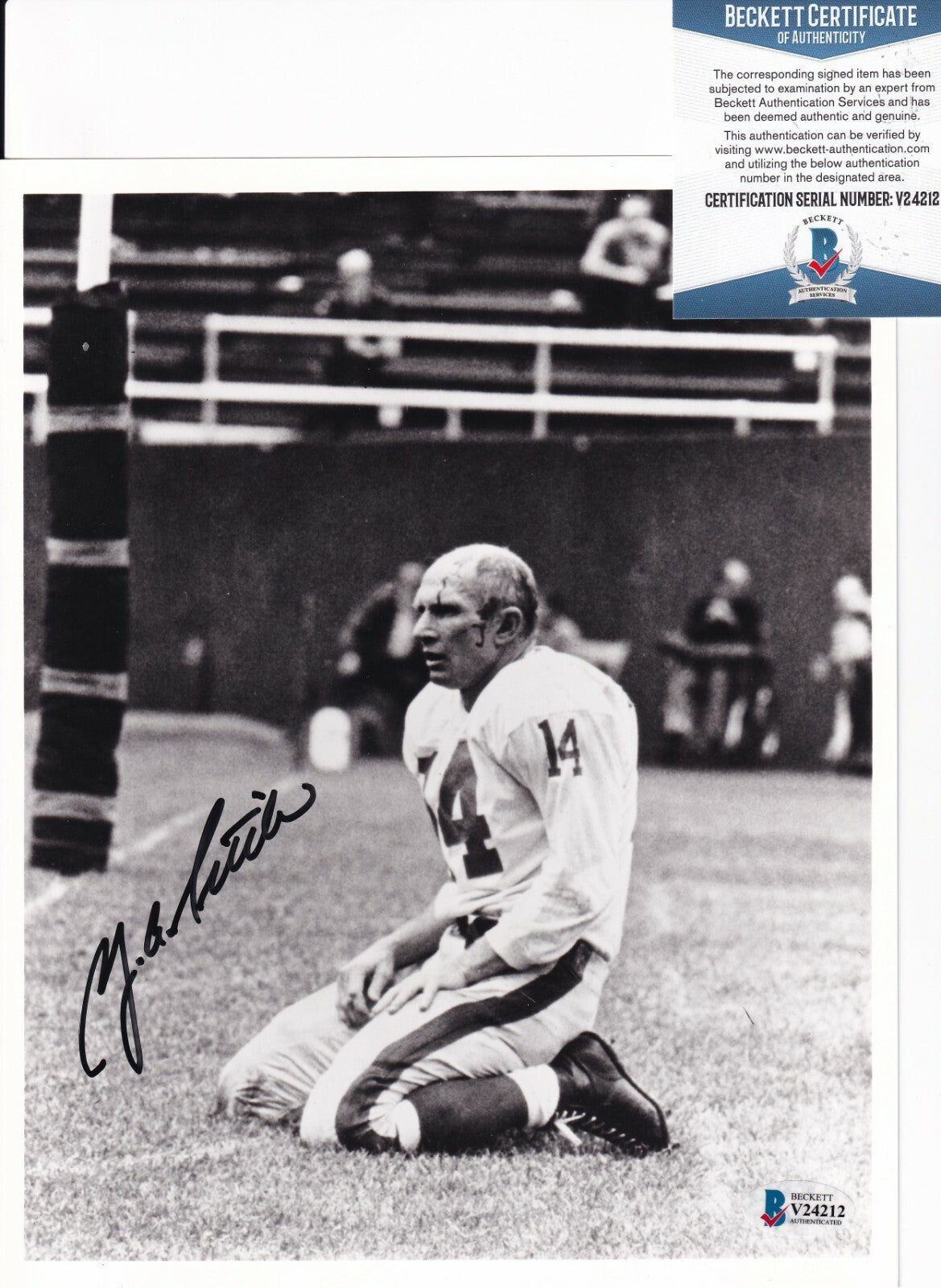 YA TITTLE signed (NEW YORK GIANTS) autograph Football 8X10 photo BECKETT V24212