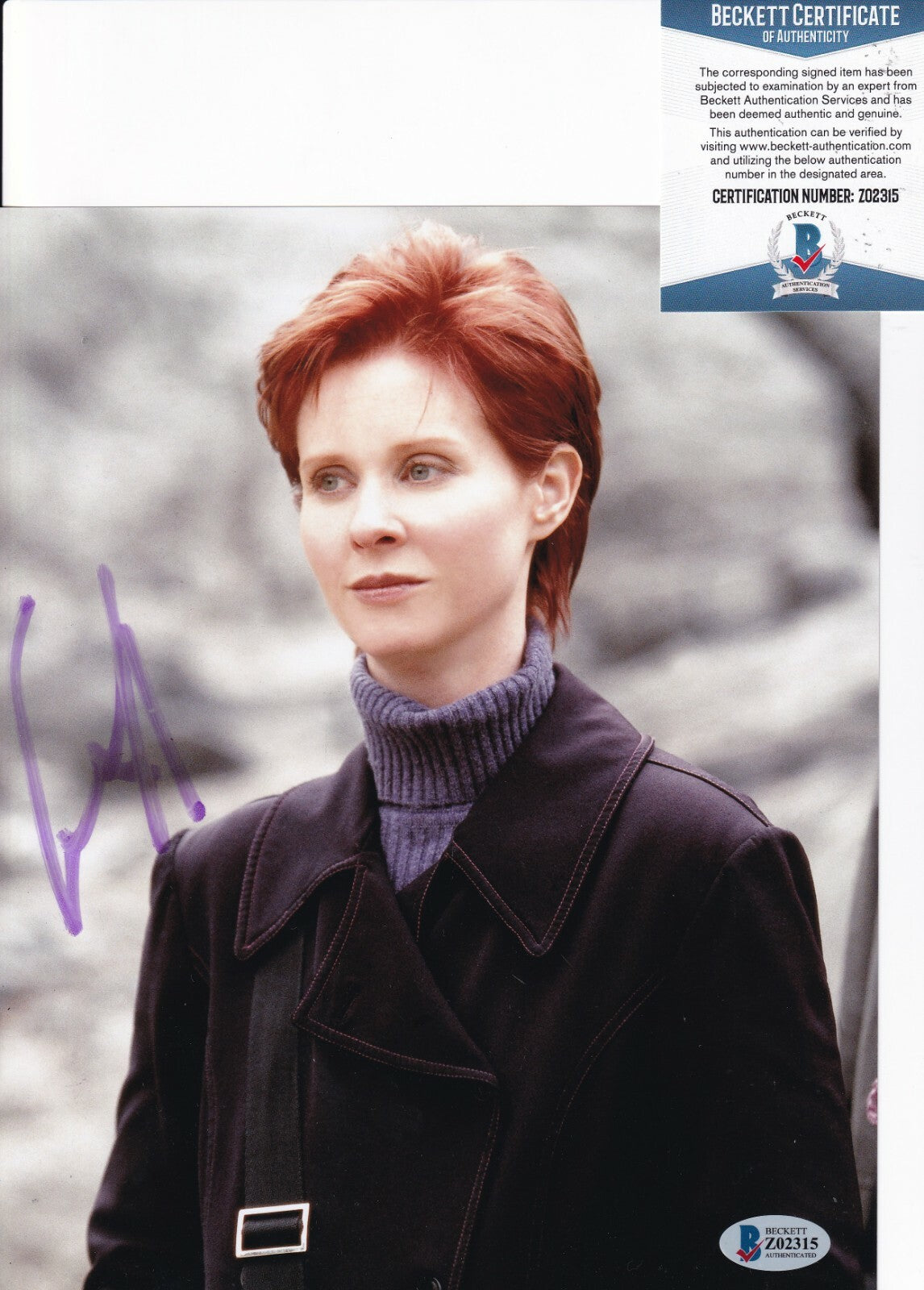 CYNTHIA NIXON signed (SEX AND THE CITY) Miranda 8X10 photo BECKETT BAS Z02315