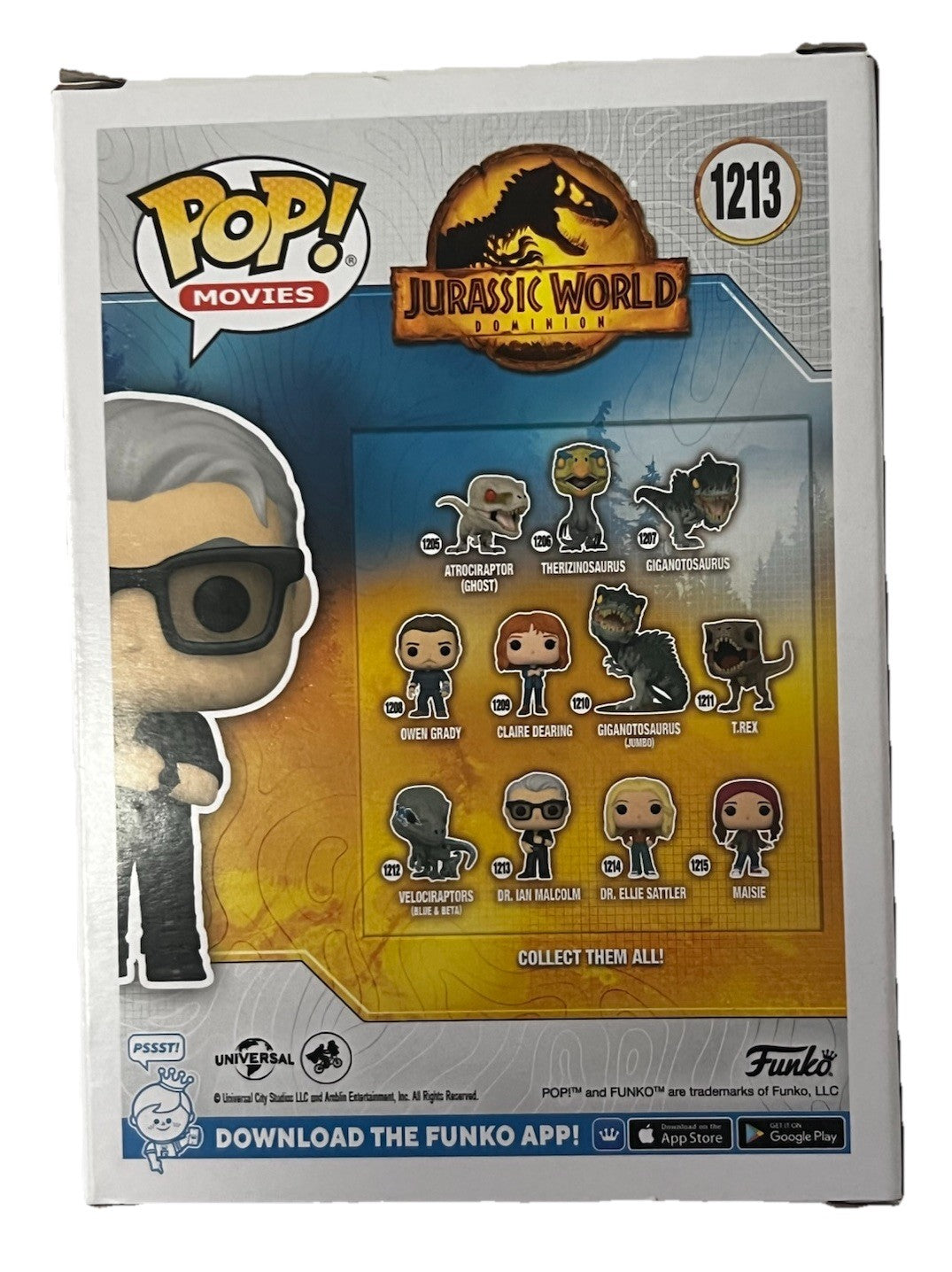 JEFF GOLDBLUM signed (JURRASIC WORLD) #1213 Dr Ian Funko Pop BECKETT BAS BT78240