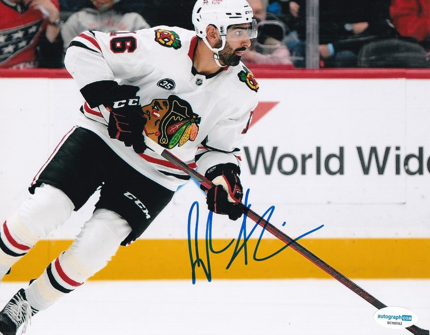 ANDREAS ATHANASIOU signed (CHICAGO BLACKHAWKS) Hockey 8X10 photo ACOA SC98562