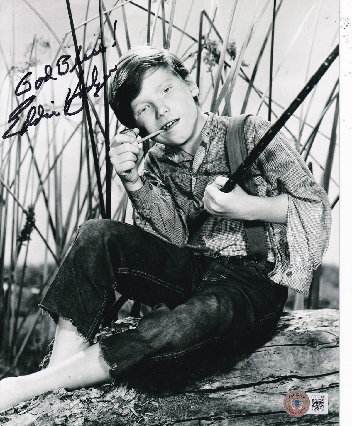 EDDIE HODGES signed (HUCKLEBERRY FIIN) Star Singer 8X10 BECKETT BAS BG89143