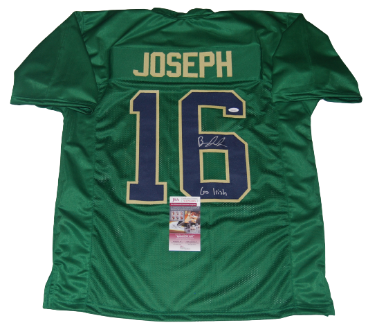 BRANDON JOSEPH signed (NOTRE DAME FIGHTING IRISH) Go Irish! green jersey JSA 