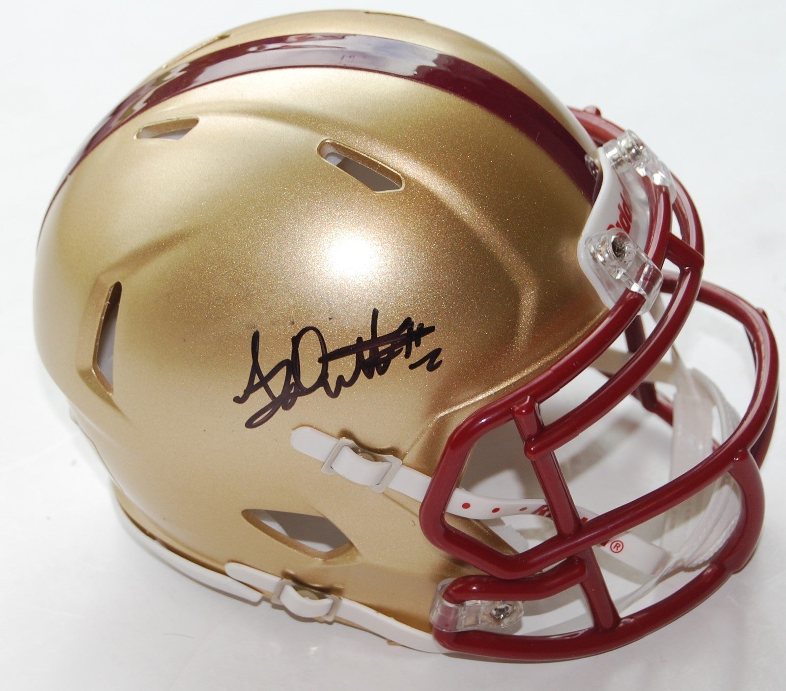 AJ DILLON signed (BOSTON COLLEGE EAGLES) mini football helmet *PROOF* W/COA C