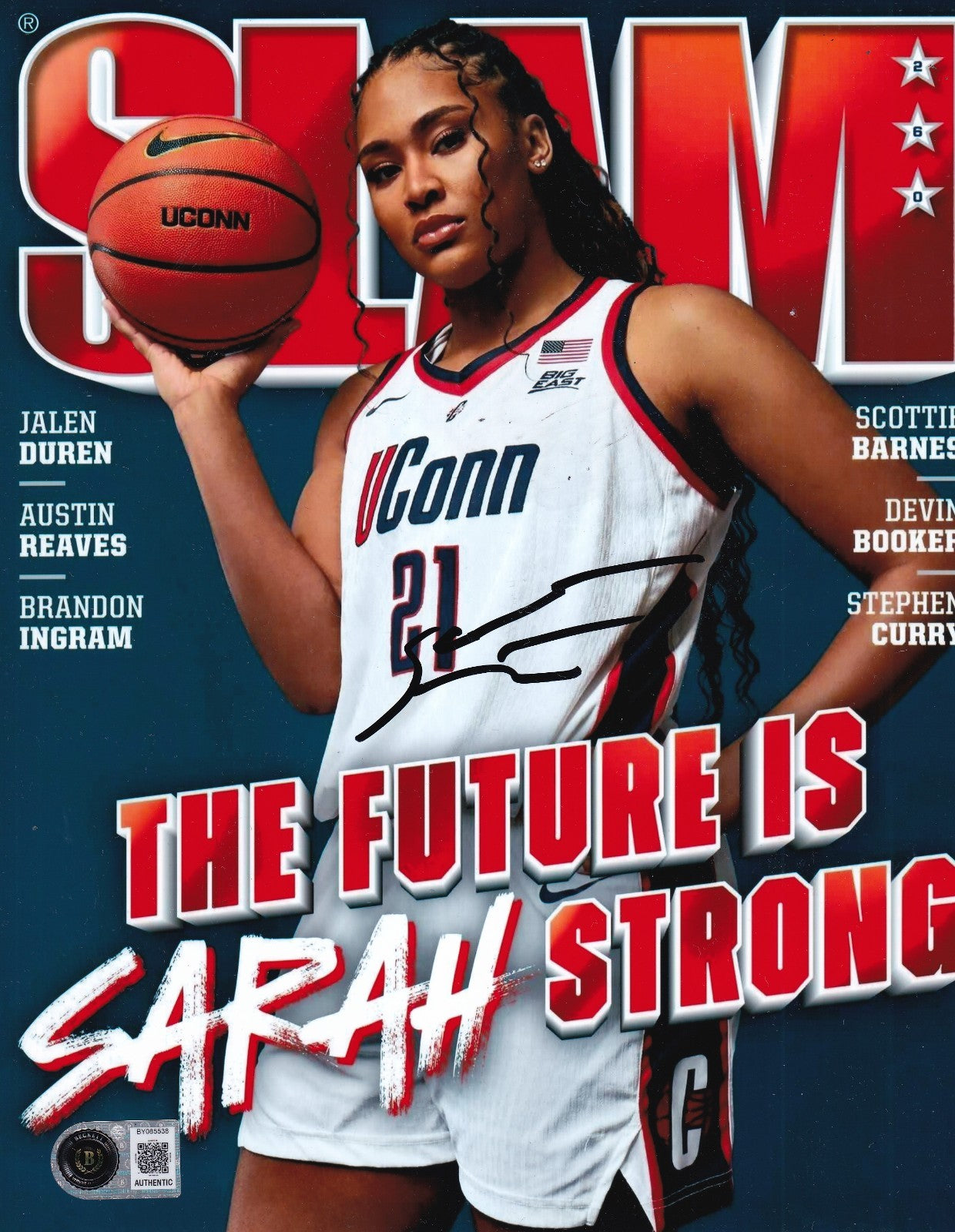 SARAH STRONG signed (UCONN HUSKIES) basketball 8X10 photo BECKETT BY085538