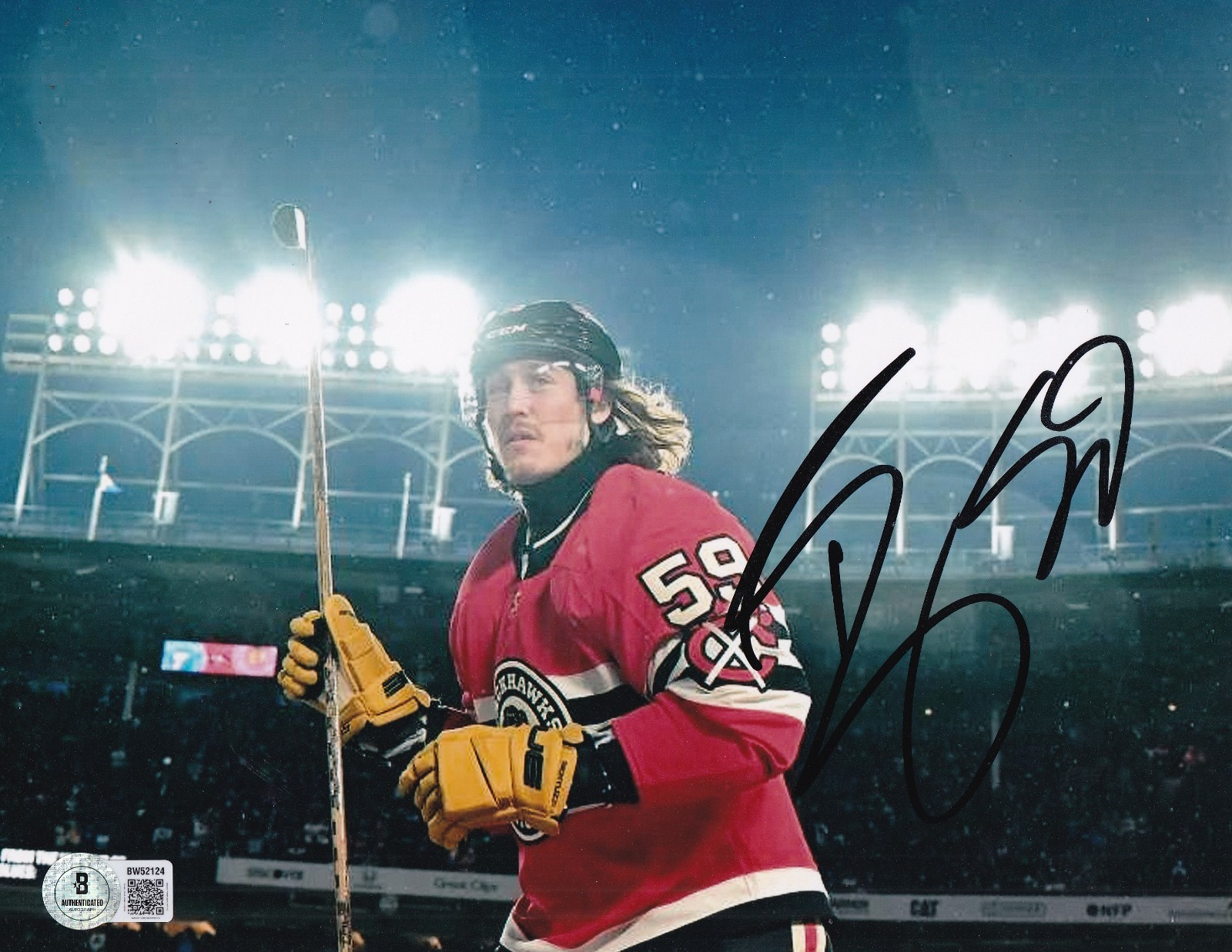 TYLER BERTUZZI signed (CHICAGO BLACKHAWKS) Hockey 8X10 photo BECKETT BAS BW52124