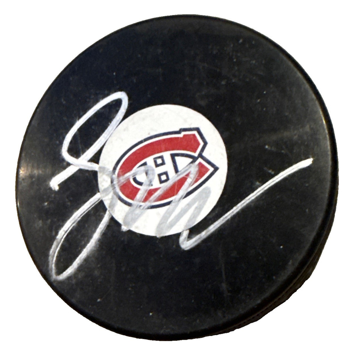 LANE HUTSON signed (MONTREAL CANADIENS) souvenir hockey puck BECKETT BW61546