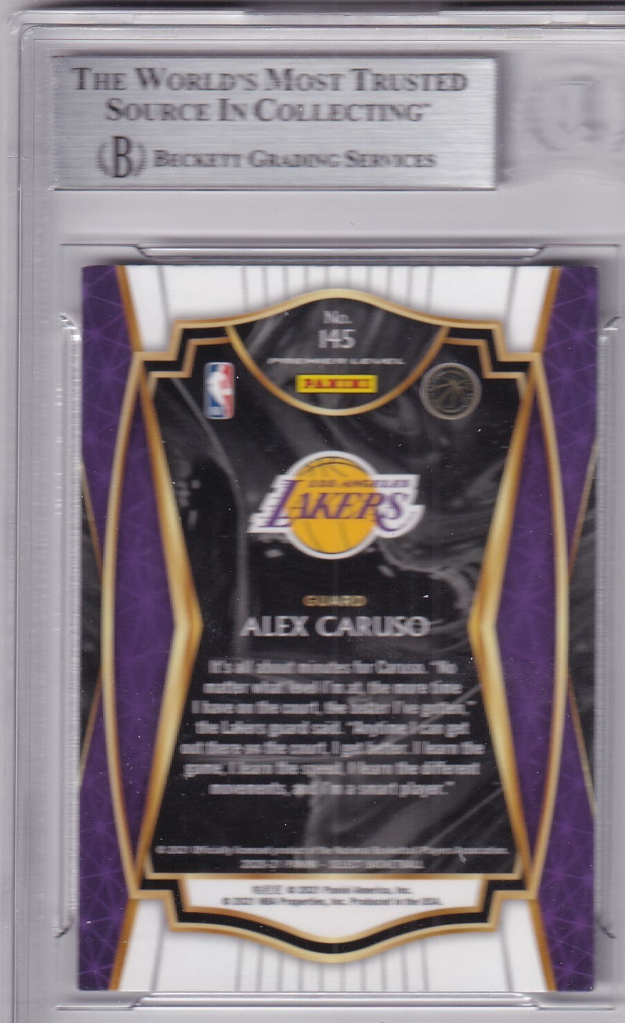 ALEX CARUSO signed (2020-21 SELECT BLUE) #145 Lakers basketball card BECKETT BAS