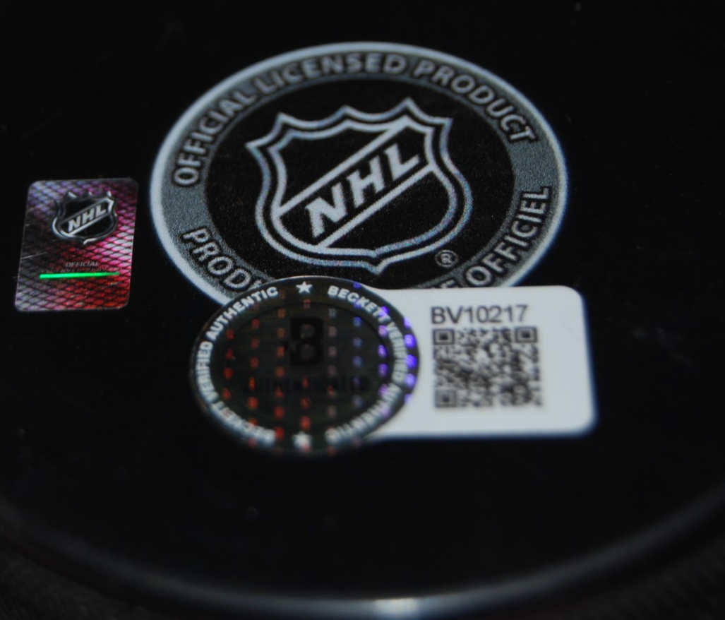 CONNOR MURPHY signed (CHICAGO BLACKHAWKS) 100th Anniversary puck BECKETT BV10217