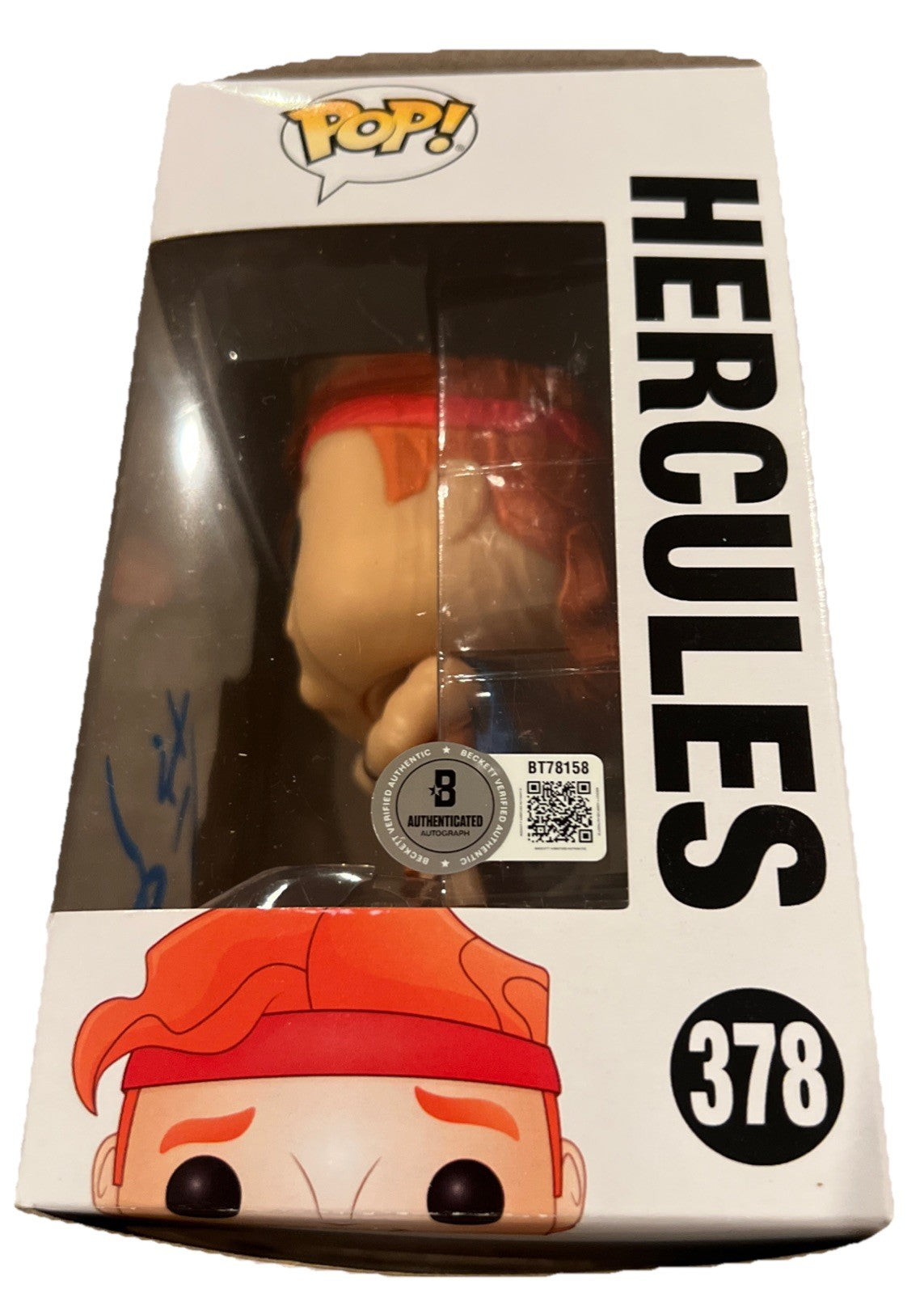 TATE DONOVAN signed (Disney) Hercules Funko Pop #378 Beckett BAS BT781578