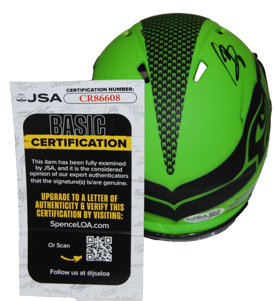 COBY BRYANT signed (SEATTLE SEAHAWKS) RAVE mini football helmet JSA CR86608