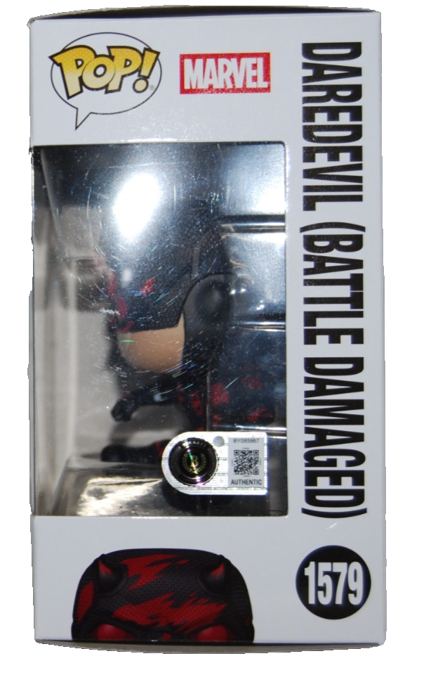 CHARLIE COX signed (DAREDEVIL) Battle Damage Funko Pop #1579 BECKETT BY085867