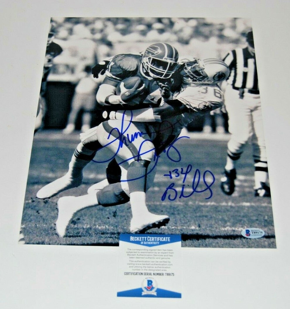 THURMAN THOMAS signed (BUFFALO BILLS) autographed football 11X14 photo BECKETT 