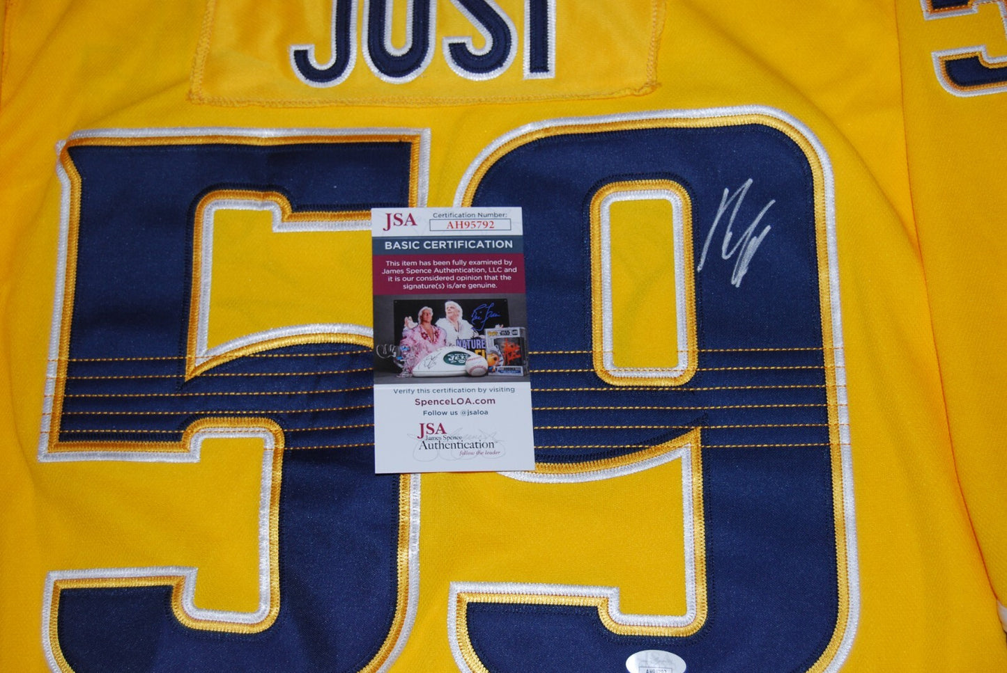 ROMAN JOSI signed (NASHVILLE PREDATORS) Yellow stitched jersey JSA AH95792