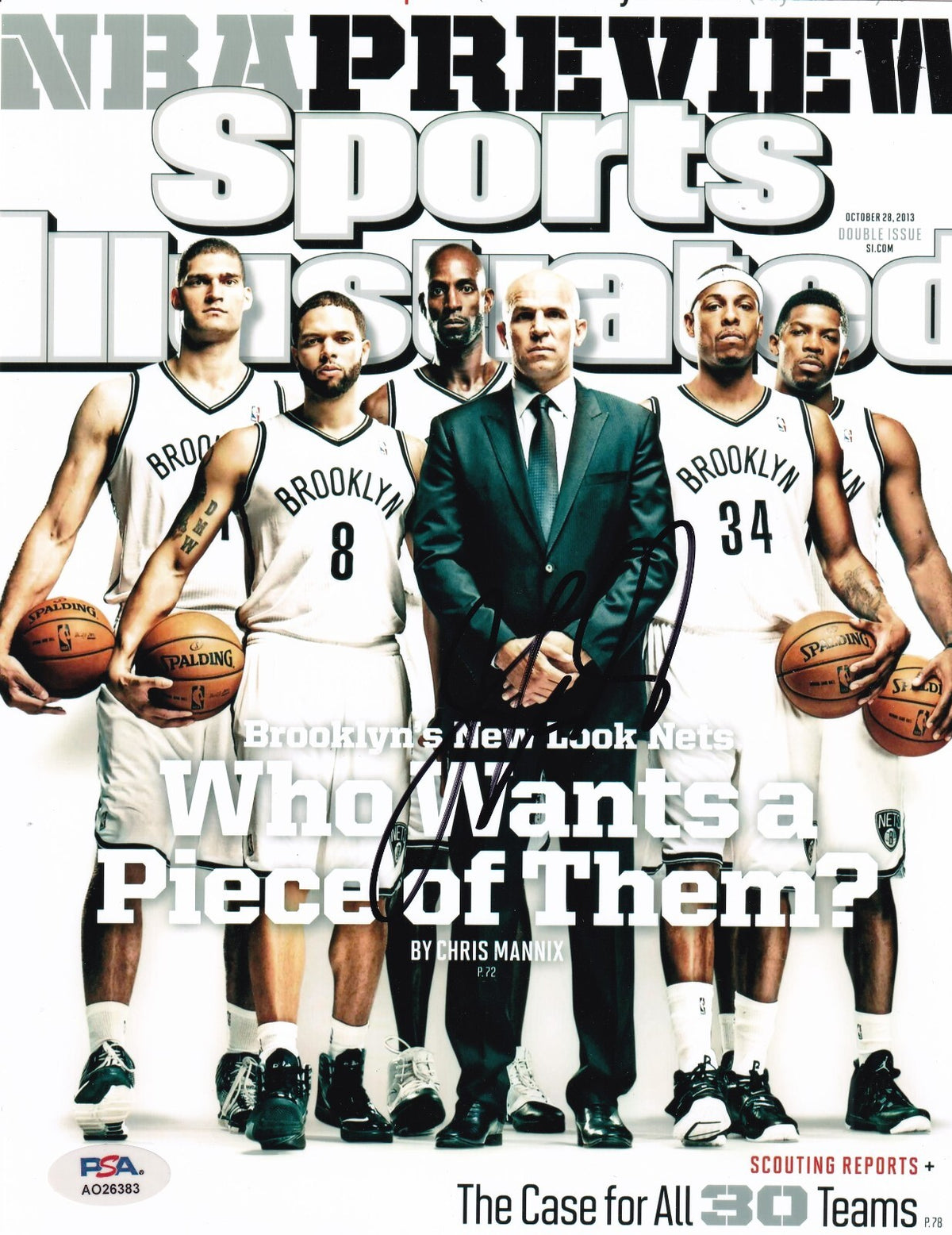 JASON KIDD signed (BROOKLYN NETS) SI basketball 8X10 photo PSA/DNA AO26383
