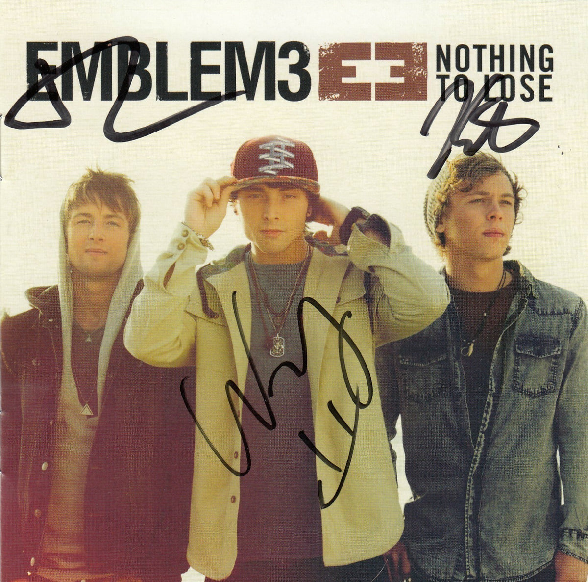 EMBLEM 3 E3 group signed (NOTHING TO LOSE) CD cover ALBUM W/COA