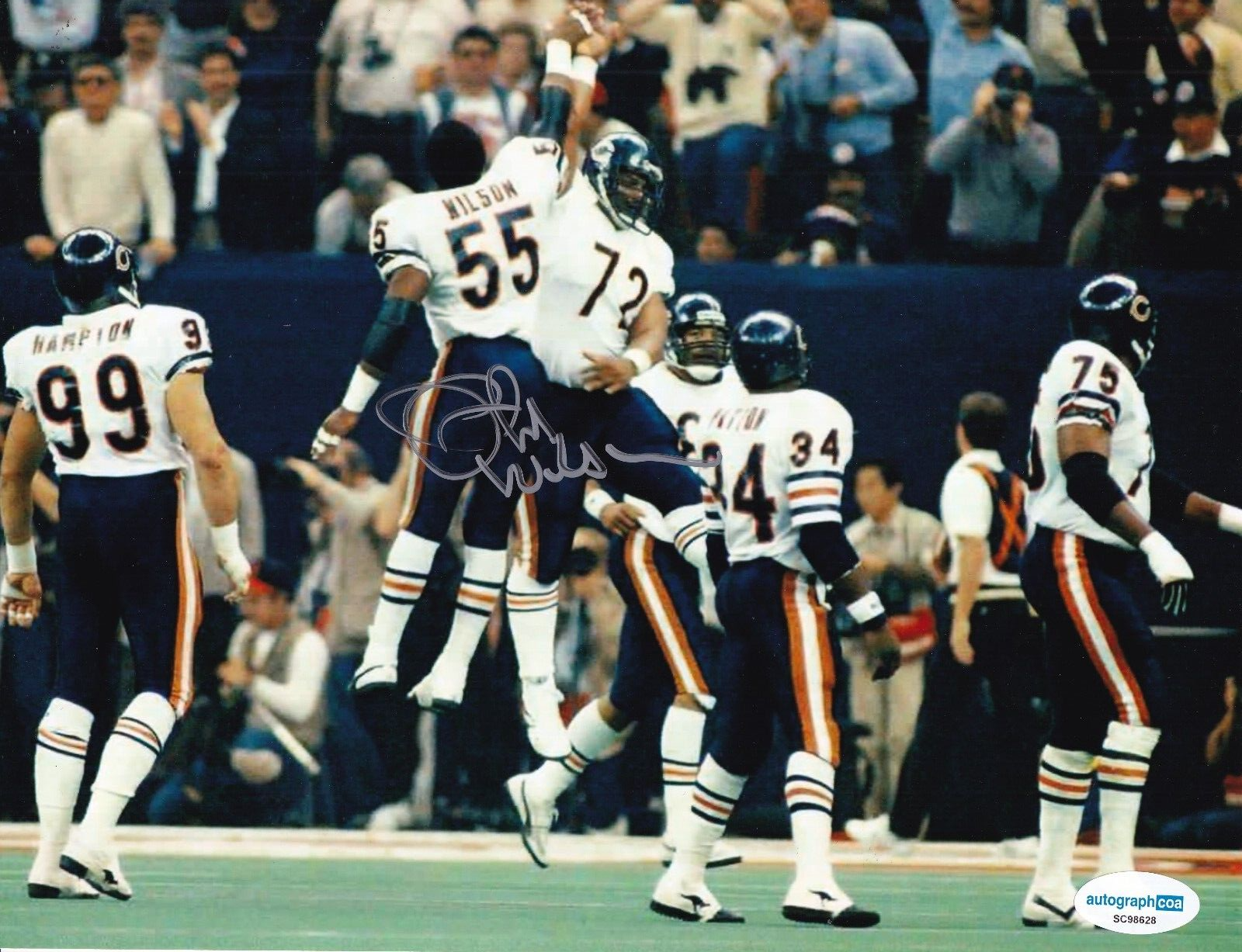 OTIS WILSON signed (CHICAGO BEARS) football SBXX Champ 8X10 photo ACOA SC98628