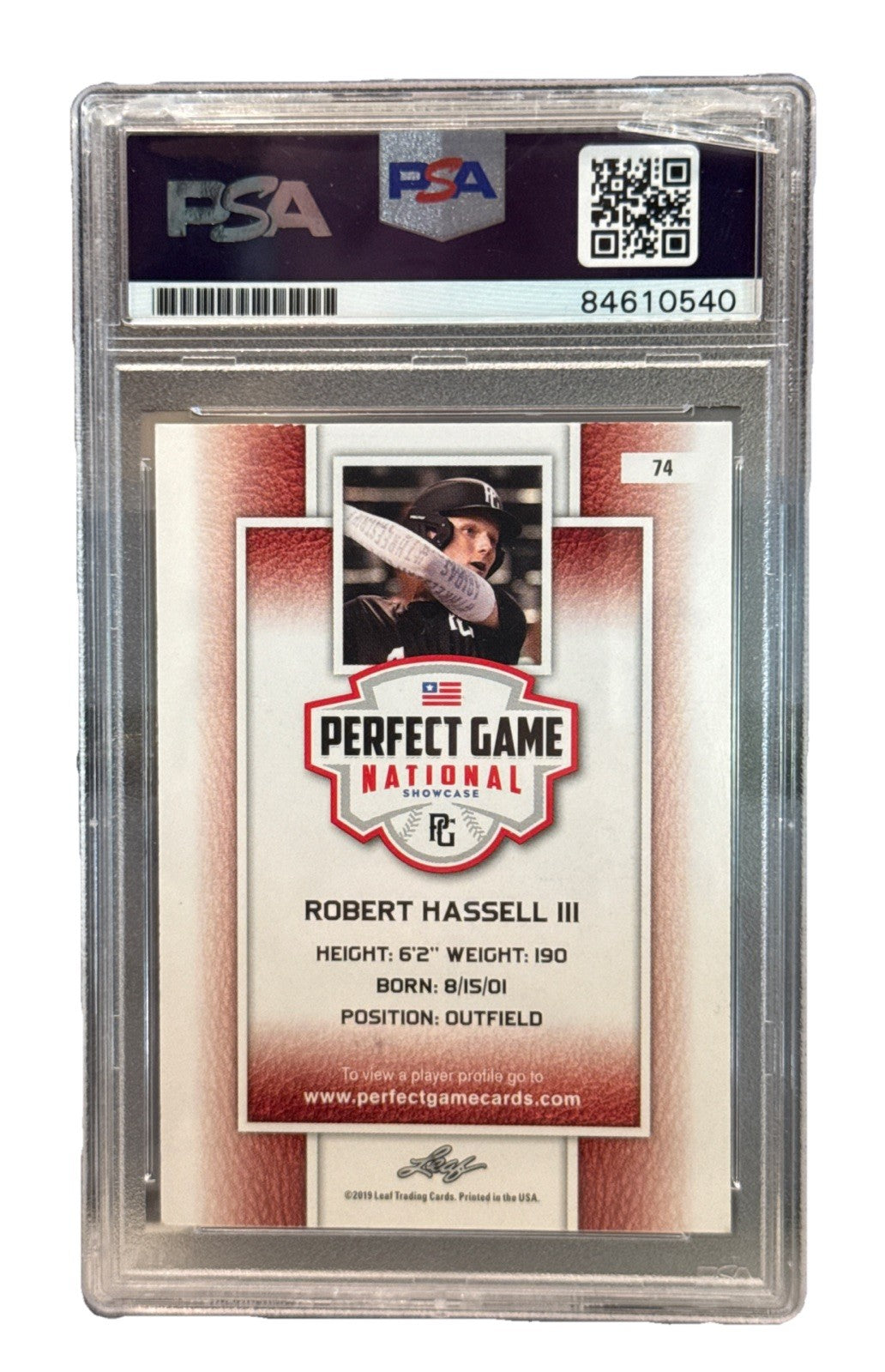 ROBERT HASSELL III signed (Washington Nationals) Perfect Game Card PSA 84610540
