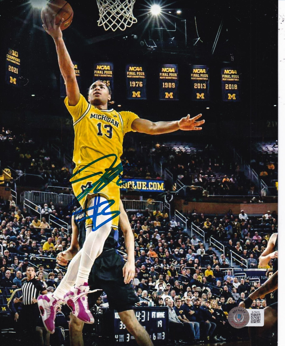 JETT HOWARD signed (MICHIGAN WOLVERINES) basketball 8X10 photo BECKETT BJ79470