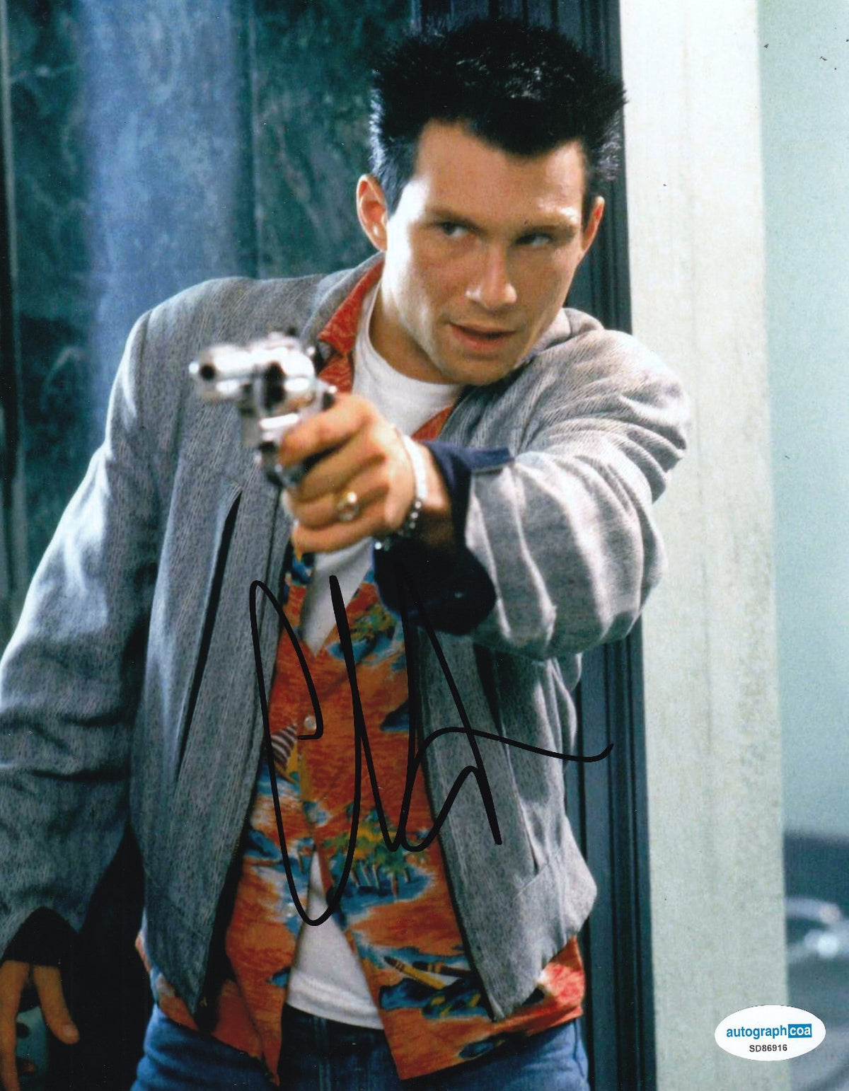 CHRISTIAN SLATER signed (TRUE ROMANCE) Clarence Movie 8X10 photo ACOA SD86916