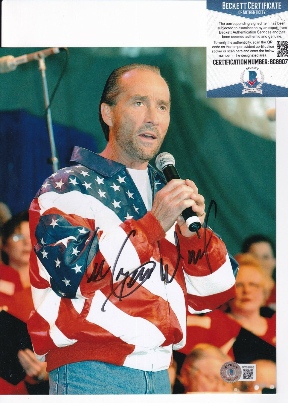 LEE GREENWOOD signed (GOD BLESS THE U.S.A) Singer 8X10 photo BECKETT BAS BC89070