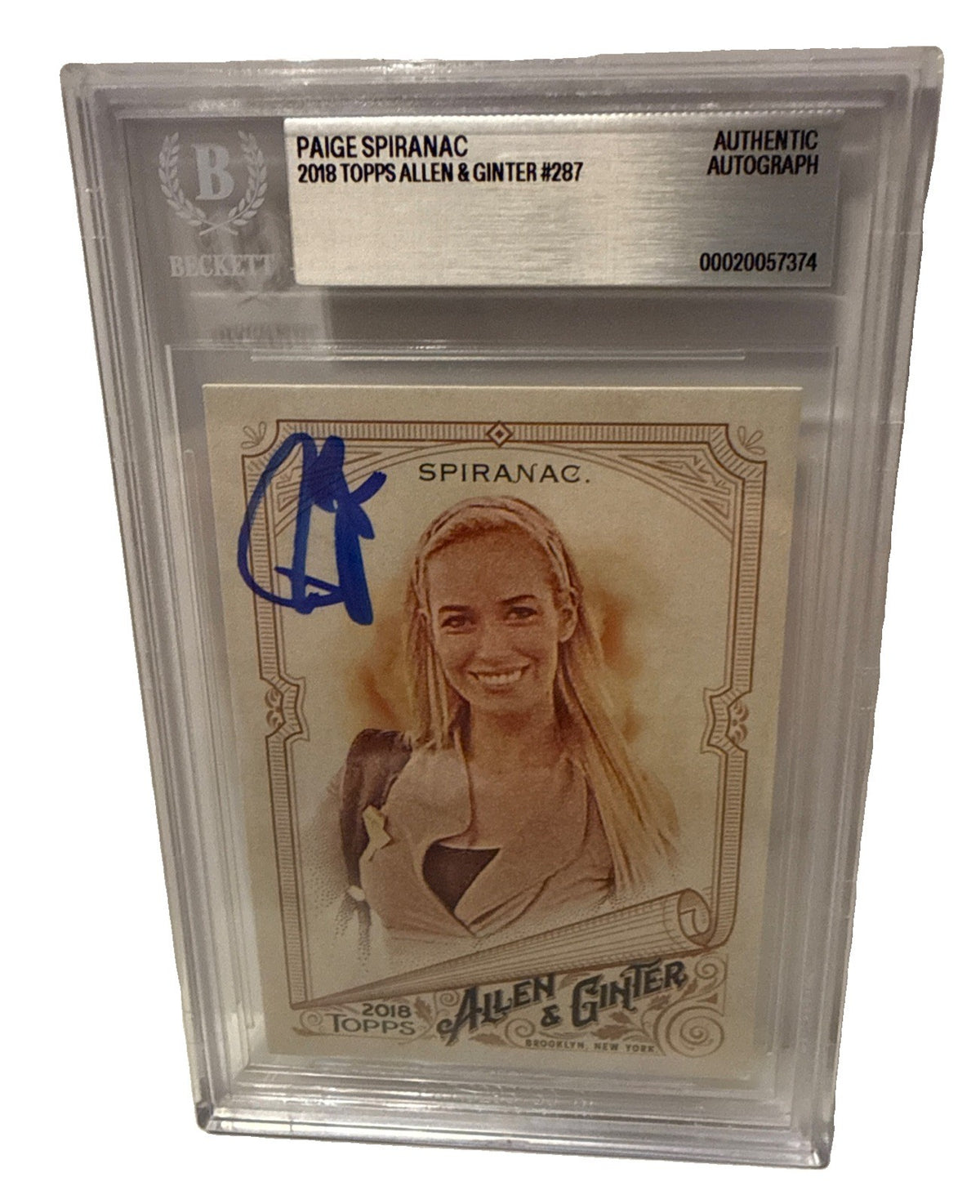 PAIGE SPIRANAC signed 2018 Topps Allen & Ginter Golf Card Beckett 00020057374
