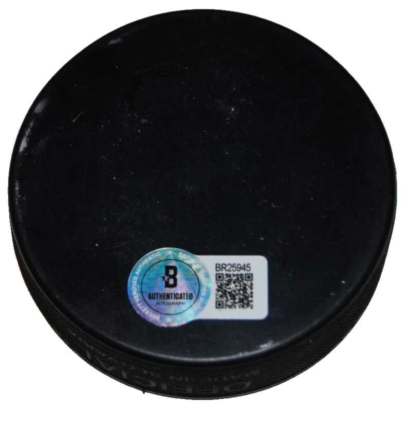 ZACH WERENSKI signed (TEAM USA COLUMBUS BLUE JACKETS hockey puck BECKETT BR25945