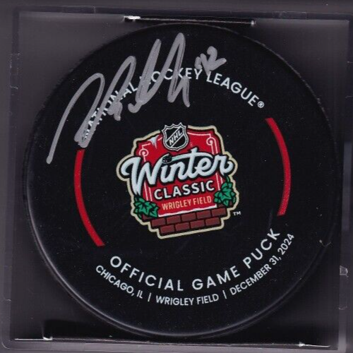 NOLAN ALLEN signed (CHICAGO BLACKHAWKS) 2024 WINTER CLASSIC official game puck