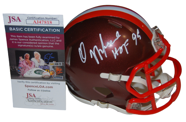 OZZIE NEWSOME signed (CLEVELAND BROWNS) Flash mini football helmet JSA AJ47818