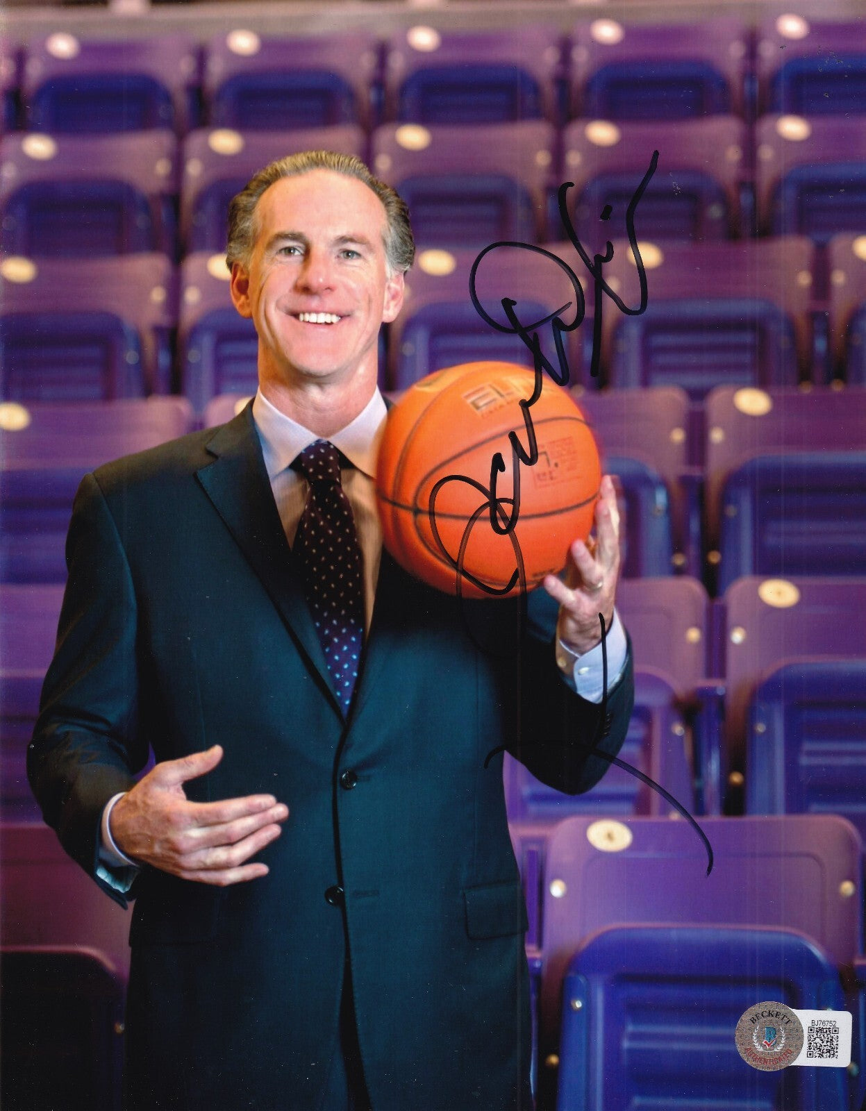 JAMIE DIXON signed (TCU HORNED FROGS) basketball 8X10 photo BECKETT BJ76752