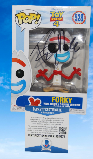 TONY HALE signed (FORKY) Disney Toy Story 4 Pixar Funko Pop #528 BECKETT BAS
