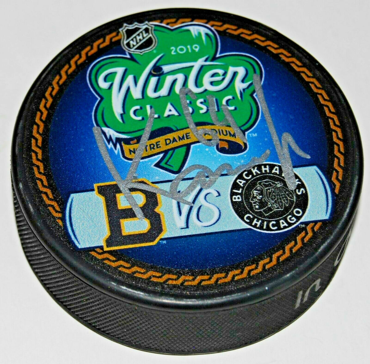 DAVID KAMPF signed (CHICAGO BLACKHAWKS) 2019 WINTER CLASSIC Puck W/COA
