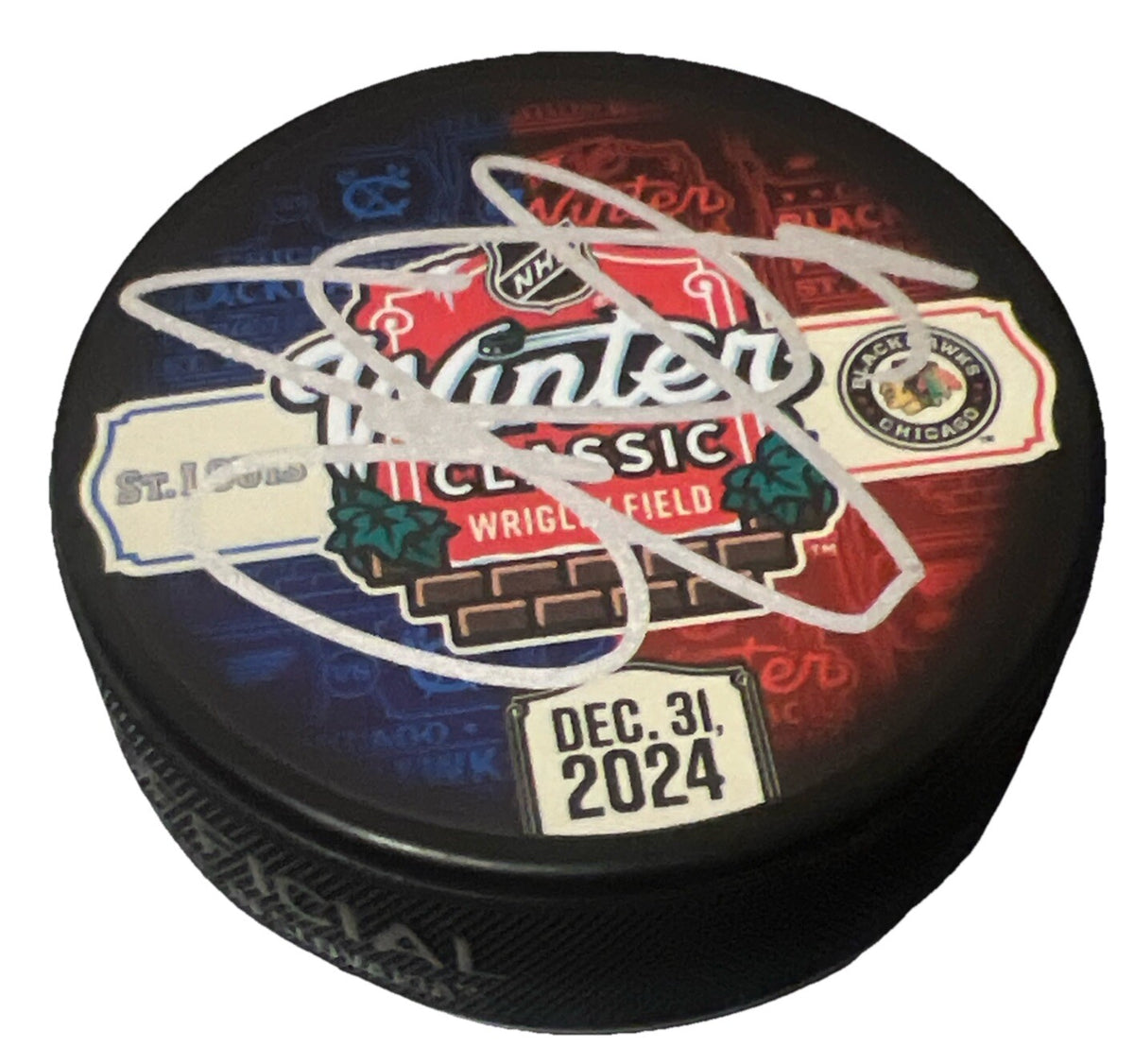 SETH JONES signed (CHICAGO BLACKHAWKS) 2024 WINTER CLASSIC dualling puck W/COA