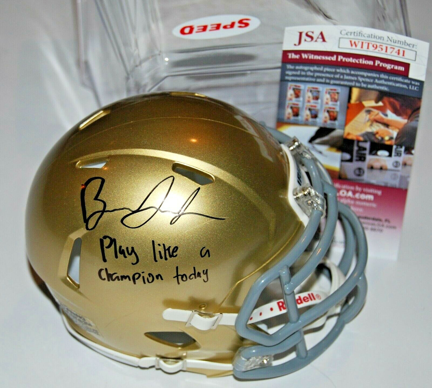 BRANDON JOSEPH signed (NOTRE DAME IRISH) Play Like a Champion mini helmet JSA