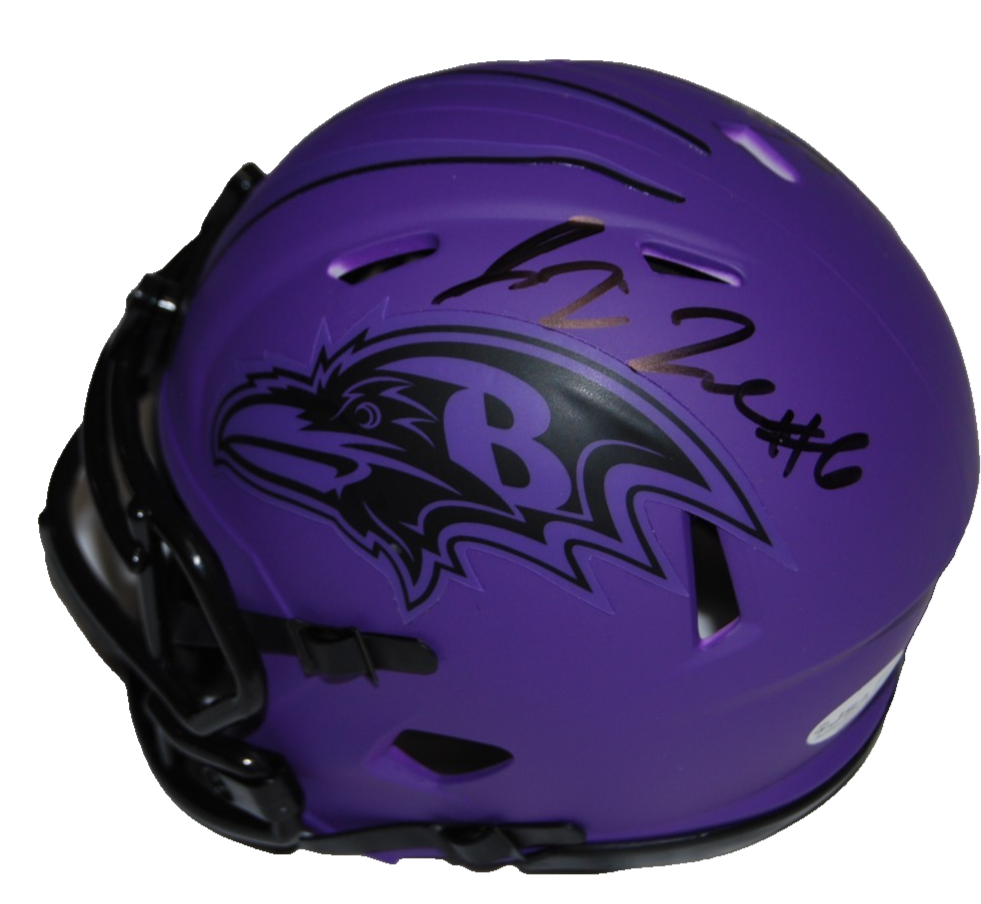 JA'KOBI LANE & ELIJAH SARRATT signed (BALTIMORE RAVENS) mini helmet JSA CR86321
