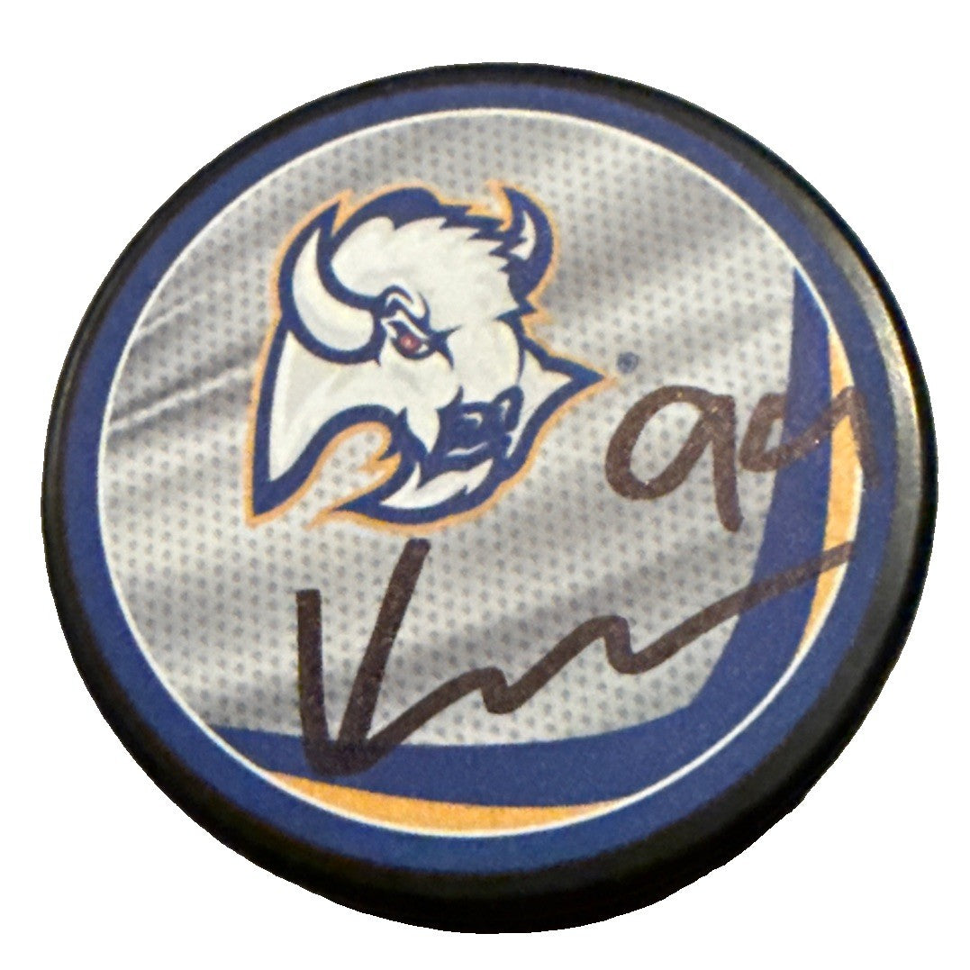 KONSTA HELENIUS signed (BUFFALO SABRES) Retro Hockey puck JSA COA CM05065