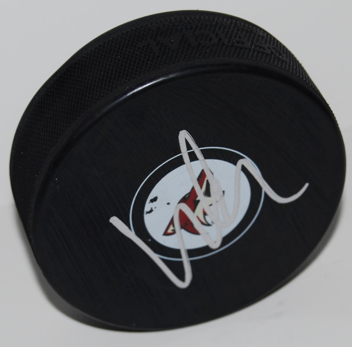 CHRISTIAN DVORAK signed (PHOENIX COYOTES) souvenir logo hockey puck W/COA #2