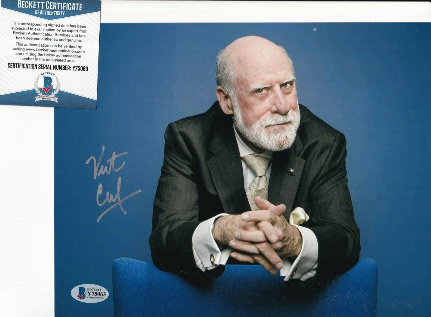 VINT CERF signed (CREATOR OF THE INTERNET) 8X10 photo BECKETT BAS Y75063