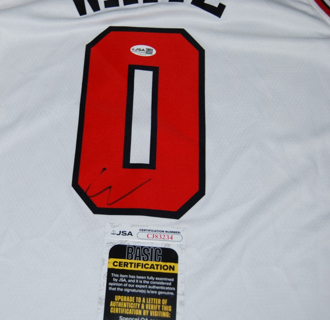 COBY WHITE signed (CHICAGO BULLS) white NBA Basketball jersey JSA83234