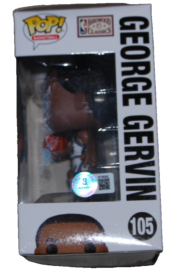GEORGE GERVIN signed (SAN ANTONIO SPURS) Funko Pop #105 BECKETT BAS BT56263