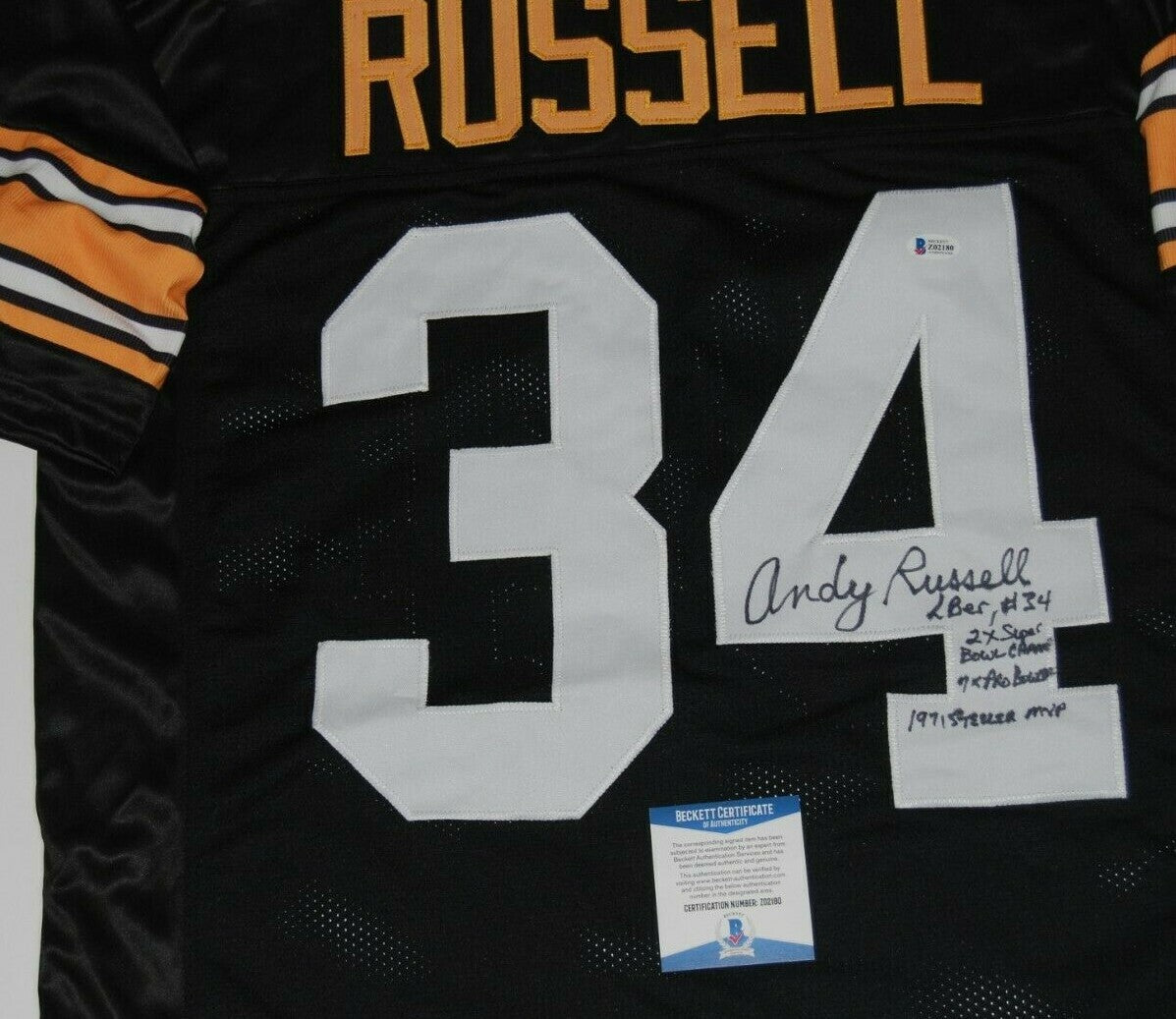ANDY RUSSELL signed (PITTSBURGH STEELERS Custom Stitched football jersey BECKETT