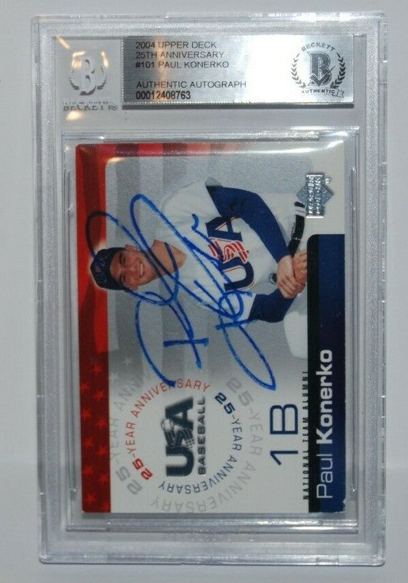 PAUL KONERKO signed (CHICAGO WHITE SOX) 2004 UD #101 Baseball card BECKETT BAS