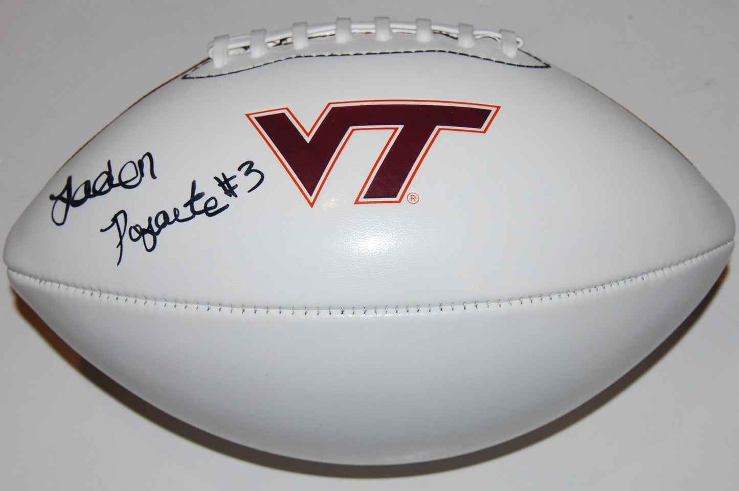 JADEN PAYOUTE signed (VIRGINIA TECH HOKIES) logo F/S football W/COA C