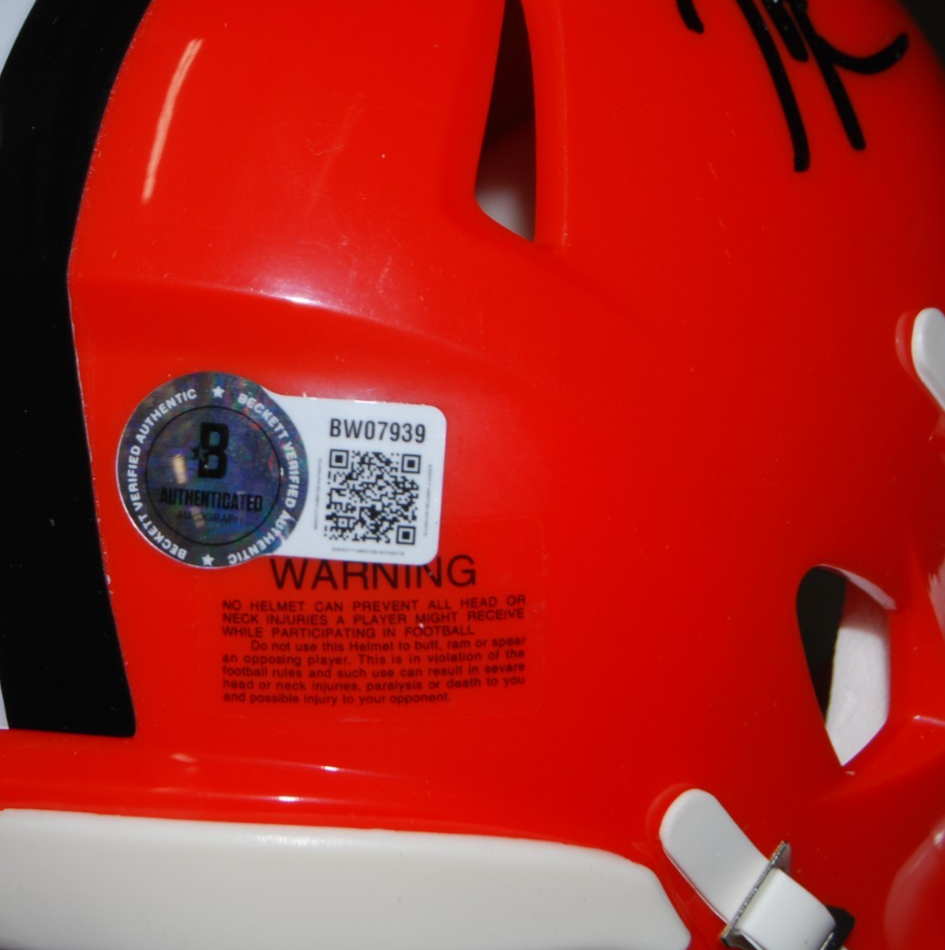 TODD MONKEN signed (CLEVELAND BROWNS) mini football helmet BECKETT BAS BW07937